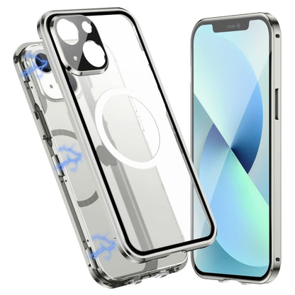 For iPhone 14 360 Full Body Magnetic Frosted Magsafe Phone Case(Silver) - iPhone 14 Cases by buy2fix | Online Shopping UK | buy2fix