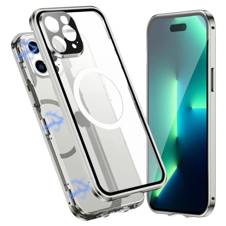 For iPhone 14 Pro 360 Full Body Magnetic Frosted Magsafe Phone Case(Silver) - iPhone 14 Pro Cases by buy2fix | Online Shopping UK | buy2fix