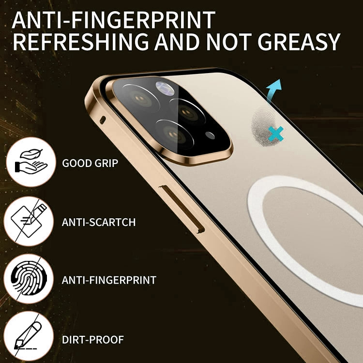 For iPhone 14 Pro 360 Full Body Magnetic Frosted Magsafe Phone Case(Silver) - iPhone 14 Pro Cases by buy2fix | Online Shopping UK | buy2fix