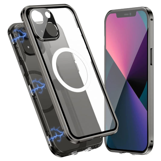 For iPhone 13 360 Full Body Magnetic Frosted Magsafe Phone Case(Black) by buy2fix