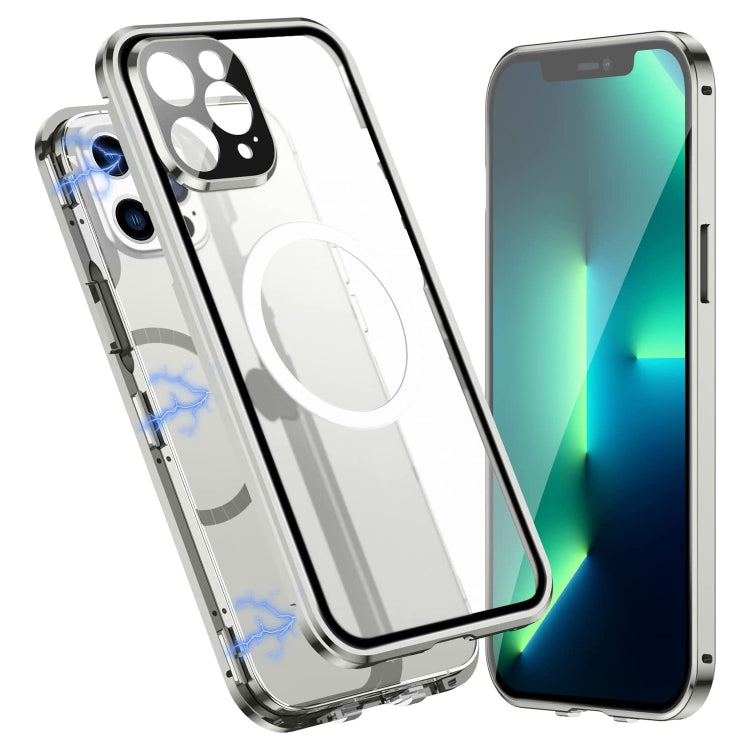 For iPhone 13 Pro 360 Full Body Magnetic Frosted Magsafe Phone Case(Silver) - iPhone 13 Pro Cases by buy2fix | Online Shopping UK | buy2fix