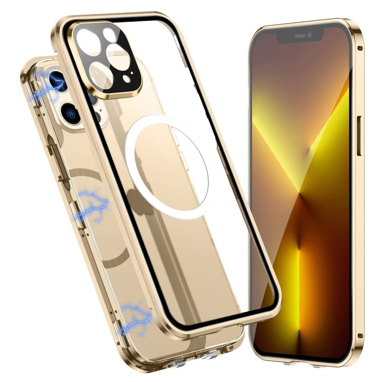 For iPhone 13 Pro Max 360 Full Body Magnetic Frosted Magsafe Phone Case(Gold) - iPhone 13 Pro Max Cases by buy2fix | Online Shopping UK | buy2fix