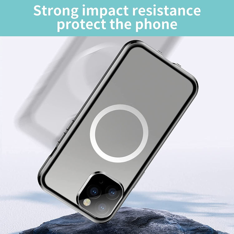For iPhone 12 360 Full Body Magnetic Frosted Magsafe Phone Case(Silver) - iPhone 12 / 12 Pro Cases by buy2fix | Online Shopping UK | buy2fix