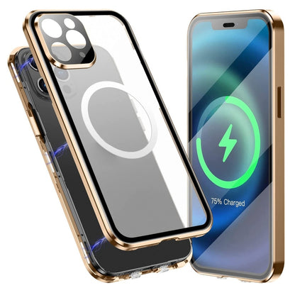 For iPhone 12 Pro 360 Full Body Magnetic Frosted Magsafe Phone Case(Gold) - iPhone 12 / 12 Pro Cases by buy2fix | Online Shopping UK | buy2fix