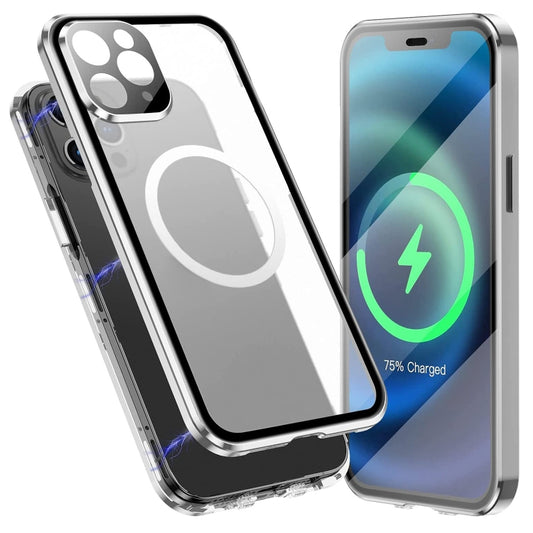 For iPhone 12 Pro 360 Full Body Magnetic Frosted Magsafe Phone Case(Silver) - iPhone 12 / 12 Pro Cases by buy2fix | Online Shopping UK | buy2fix