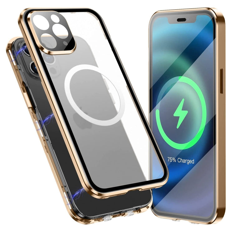 For iPhone 11 Pro 360 Full Body Magnetic Frosted Magsafe Phone Case(Gold) - iPhone 11 Pro Cases by buy2fix | Online Shopping UK | buy2fix