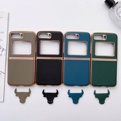 For Motorola Moto Razr 2022 Star Series Nano Electroplating PU Phone Case(Forest Green) by buy2fix