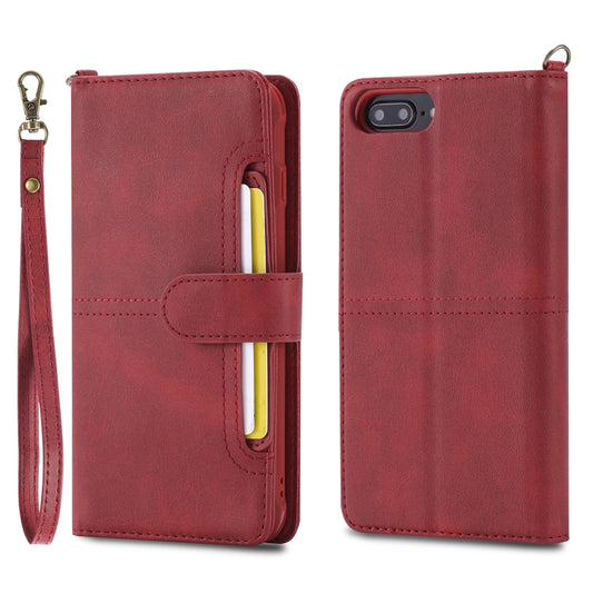 For iPhone 6 Plus / 7 Plus / 8 Plus Multifunctional Detachable Magnetic Horizontal Flip Leather Case with Card Slots & Holder & Wallet & Photo Frame(Red) - More iPhone Cases by buy2fix | Online Shopping UK | buy2fix