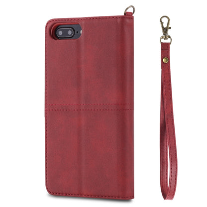 For iPhone 6 Plus / 7 Plus / 8 Plus Multifunctional Detachable Magnetic Horizontal Flip Leather Case with Card Slots & Holder & Wallet & Photo Frame(Red) - More iPhone Cases by buy2fix | Online Shopping UK | buy2fix