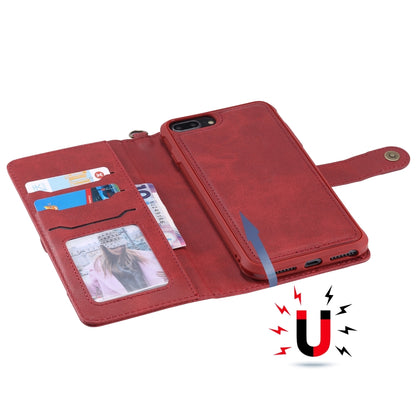 For iPhone 6 Plus / 7 Plus / 8 Plus Multifunctional Detachable Magnetic Horizontal Flip Leather Case with Card Slots & Holder & Wallet & Photo Frame(Red) - More iPhone Cases by buy2fix | Online Shopping UK | buy2fix