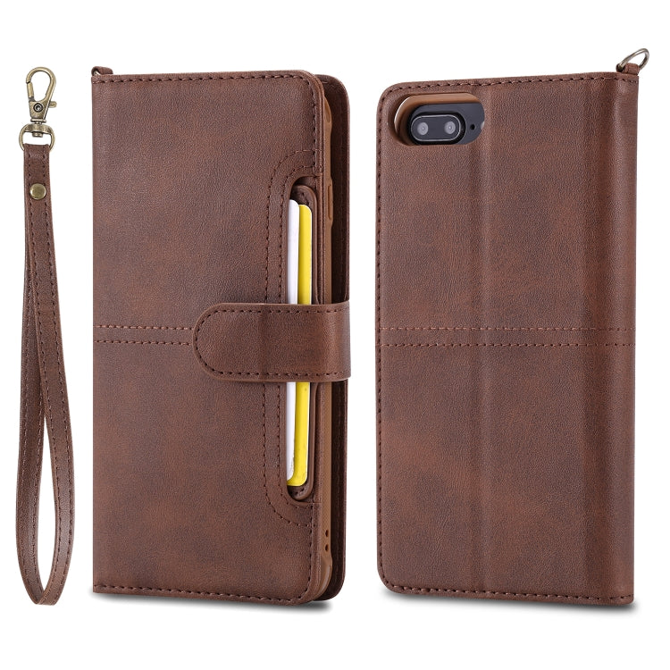 For iPhone 6 Plus / 7 Plus / 8 Plus Multifunctional Detachable Magnetic Horizontal Flip Leather Case with Card Slots & Holder & Wallet & Photo Frame(Coffee) - More iPhone Cases by buy2fix | Online Shopping UK | buy2fix