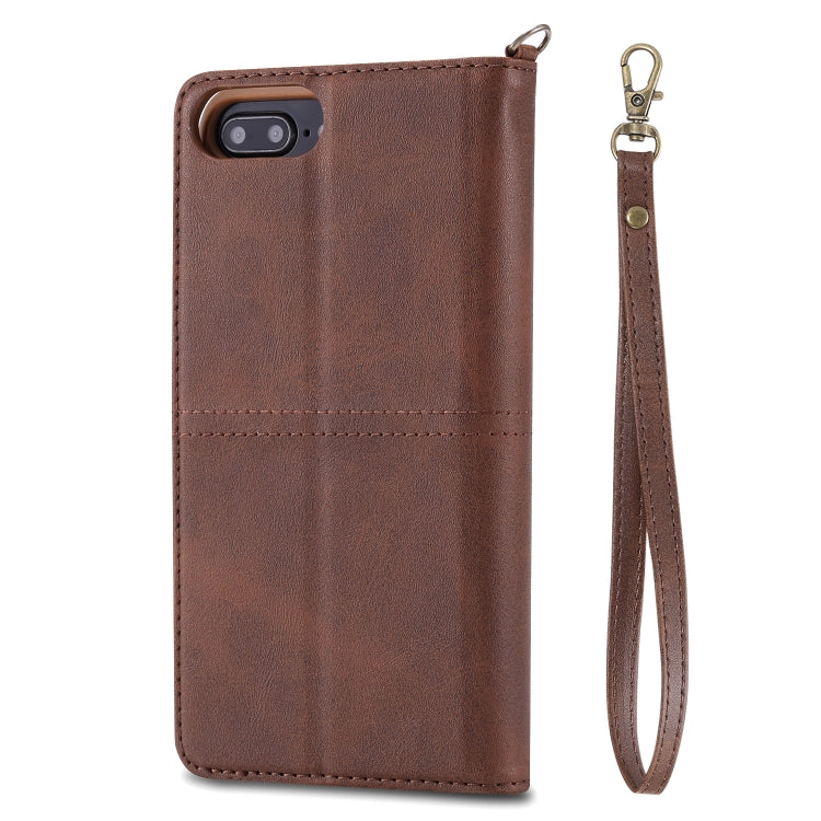 For iPhone 6 Plus / 7 Plus / 8 Plus Multifunctional Detachable Magnetic Horizontal Flip Leather Case with Card Slots & Holder & Wallet & Photo Frame(Coffee) - More iPhone Cases by buy2fix | Online Shopping UK | buy2fix
