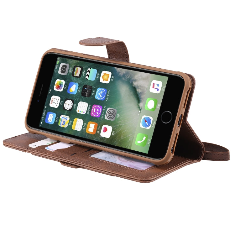 For iPhone 6 Plus / 7 Plus / 8 Plus Multifunctional Detachable Magnetic Horizontal Flip Leather Case with Card Slots & Holder & Wallet & Photo Frame(Coffee) - More iPhone Cases by buy2fix | Online Shopping UK | buy2fix