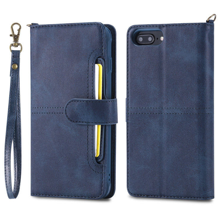 For iPhone 6 Plus / 7 Plus / 8 Plus Multifunctional Detachable Magnetic Horizontal Flip Leather Case with Card Slots & Holder & Wallet & Photo Frame(Blue) - More iPhone Cases by buy2fix | Online Shopping UK | buy2fix