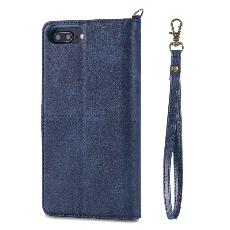 For iPhone 6 Plus / 7 Plus / 8 Plus Multifunctional Detachable Magnetic Horizontal Flip Leather Case with Card Slots & Holder & Wallet & Photo Frame(Blue) - More iPhone Cases by buy2fix | Online Shopping UK | buy2fix