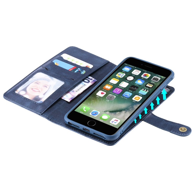 For iPhone 6 Plus / 7 Plus / 8 Plus Multifunctional Detachable Magnetic Horizontal Flip Leather Case with Card Slots & Holder & Wallet & Photo Frame(Blue) - More iPhone Cases by buy2fix | Online Shopping UK | buy2fix