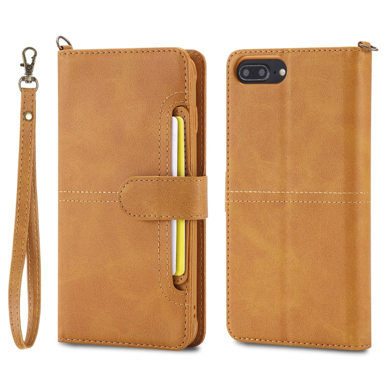 For iPhone 6 Plus / 7 Plus / 8 Plus Multifunctional Detachable Magnetic Horizontal Flip Leather Case with Card Slots & Holder & Wallet & Photo Frame(Brown) - More iPhone Cases by buy2fix | Online Shopping UK | buy2fix