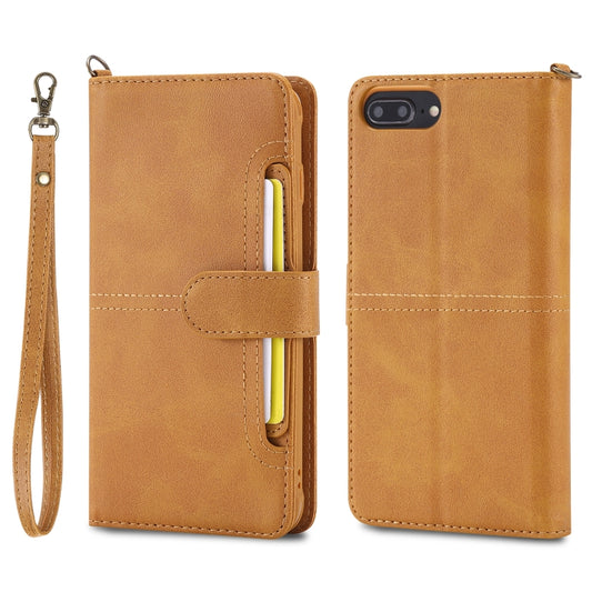 For iPhone 6 Plus / 7 Plus / 8 Plus Multifunctional Detachable Magnetic Horizontal Flip Leather Case with Card Slots & Holder & Wallet & Photo Frame(Brown) - More iPhone Cases by buy2fix | Online Shopping UK | buy2fix