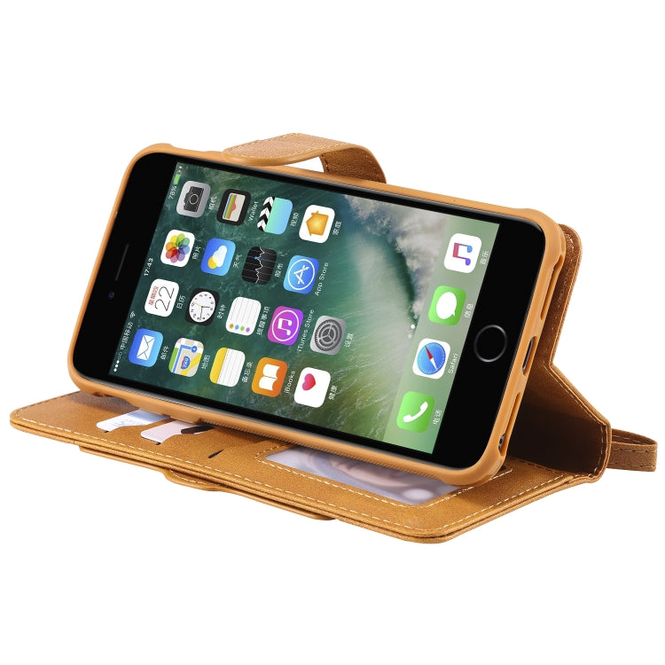 For iPhone 6 Plus / 7 Plus / 8 Plus Multifunctional Detachable Magnetic Horizontal Flip Leather Case with Card Slots & Holder & Wallet & Photo Frame(Brown) - More iPhone Cases by buy2fix | Online Shopping UK | buy2fix