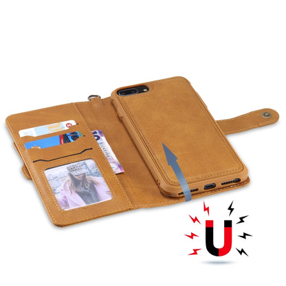 For iPhone 6 Plus / 7 Plus / 8 Plus Multifunctional Detachable Magnetic Horizontal Flip Leather Case with Card Slots & Holder & Wallet & Photo Frame(Brown) - More iPhone Cases by buy2fix | Online Shopping UK | buy2fix