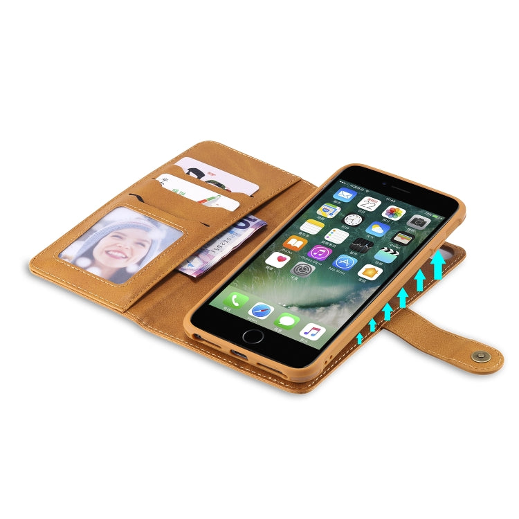 For iPhone 6 Plus / 7 Plus / 8 Plus Multifunctional Detachable Magnetic Horizontal Flip Leather Case with Card Slots & Holder & Wallet & Photo Frame(Brown) - More iPhone Cases by buy2fix | Online Shopping UK | buy2fix
