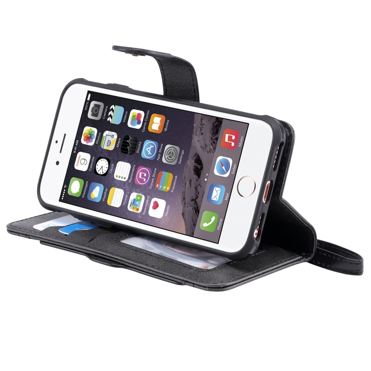 For iPhone 6 / 7 / 8 Multifunctional Detachable Magnetic Horizontal Flip Leather Case with Card Slots & Holder & Wallet & Photo Frame(Black) - More iPhone Cases by buy2fix | Online Shopping UK | buy2fix