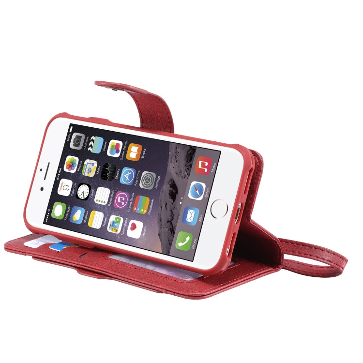 For iPhone 6 / 7 / 8 Multifunctional Detachable Magnetic Horizontal Flip Leather Case with Card Slots & Holder & Wallet & Photo Frame(Red) - More iPhone Cases by buy2fix | Online Shopping UK | buy2fix