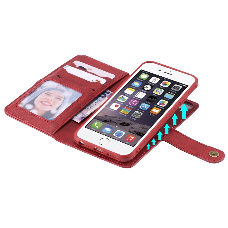 For iPhone 6 / 7 / 8 Multifunctional Detachable Magnetic Horizontal Flip Leather Case with Card Slots & Holder & Wallet & Photo Frame(Red) - More iPhone Cases by buy2fix | Online Shopping UK | buy2fix