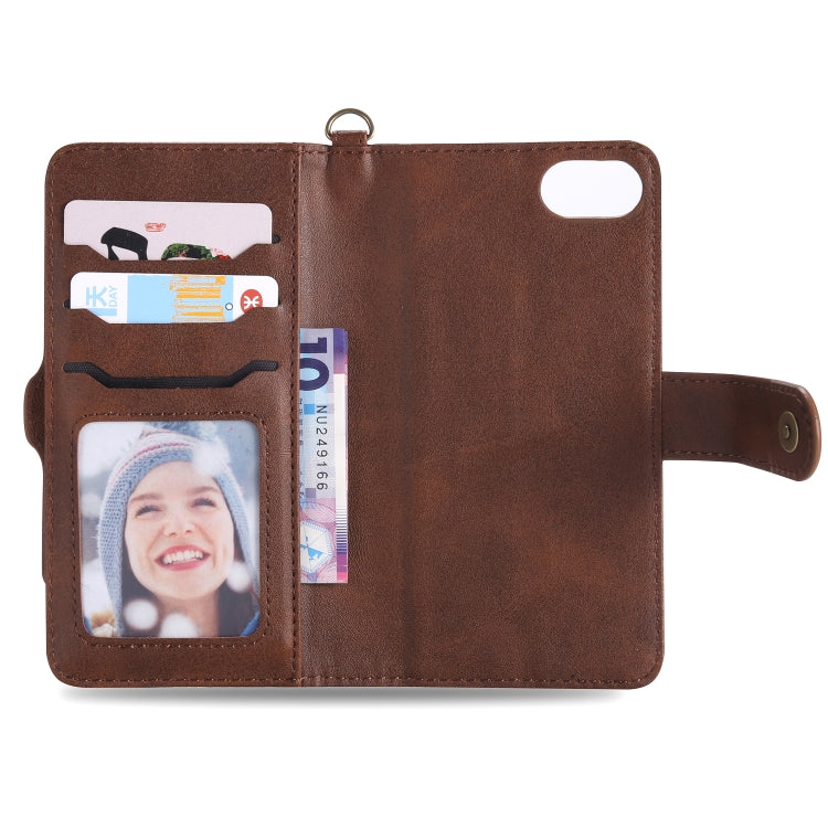 For iPhone 6 / 7 / 8 Multifunctional Detachable Magnetic Horizontal Flip Leather Case with Card Slots & Holder & Wallet & Photo Frame(Coffee) - More iPhone Cases by buy2fix | Online Shopping UK | buy2fix