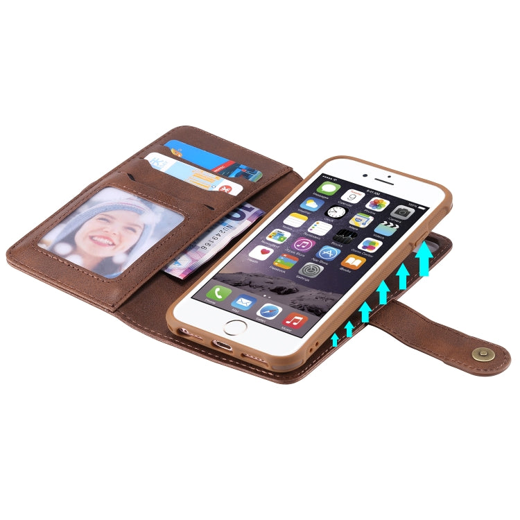 For iPhone 6 / 7 / 8 Multifunctional Detachable Magnetic Horizontal Flip Leather Case with Card Slots & Holder & Wallet & Photo Frame(Coffee) - More iPhone Cases by buy2fix | Online Shopping UK | buy2fix