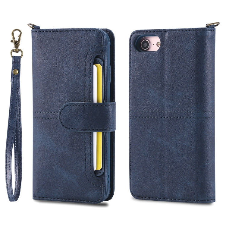 For iPhone 6 / 7 / 8 Multifunctional Detachable Magnetic Horizontal Flip Leather Case with Card Slots & Holder & Wallet & Photo Frame(Blue) - More iPhone Cases by buy2fix | Online Shopping UK | buy2fix