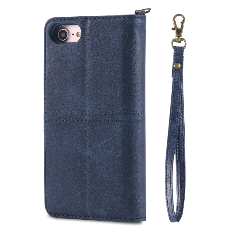 For iPhone 6 / 7 / 8 Multifunctional Detachable Magnetic Horizontal Flip Leather Case with Card Slots & Holder & Wallet & Photo Frame(Blue) - More iPhone Cases by buy2fix | Online Shopping UK | buy2fix