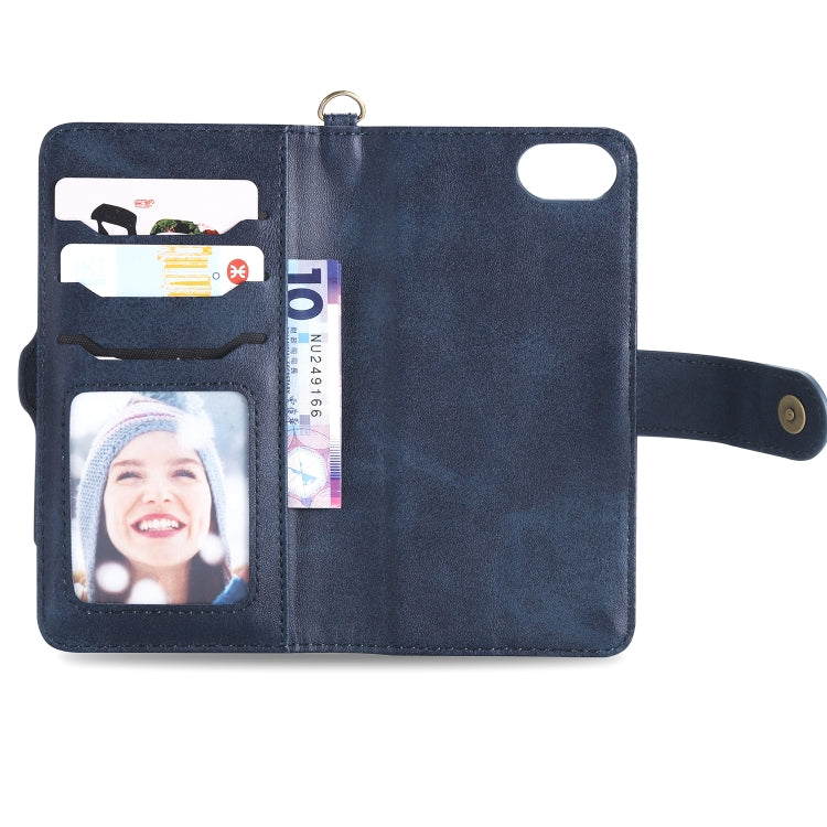 For iPhone 6 / 7 / 8 Multifunctional Detachable Magnetic Horizontal Flip Leather Case with Card Slots & Holder & Wallet & Photo Frame(Blue) - More iPhone Cases by buy2fix | Online Shopping UK | buy2fix