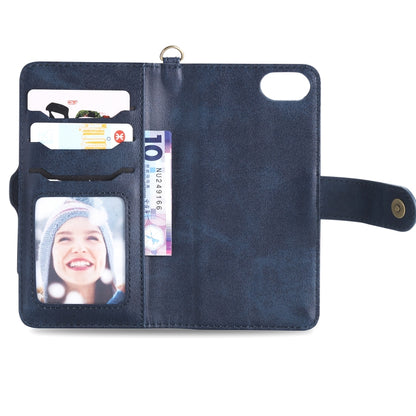 For iPhone 6 / 7 / 8 Multifunctional Detachable Magnetic Horizontal Flip Leather Case with Card Slots & Holder & Wallet & Photo Frame(Blue) - More iPhone Cases by buy2fix | Online Shopping UK | buy2fix