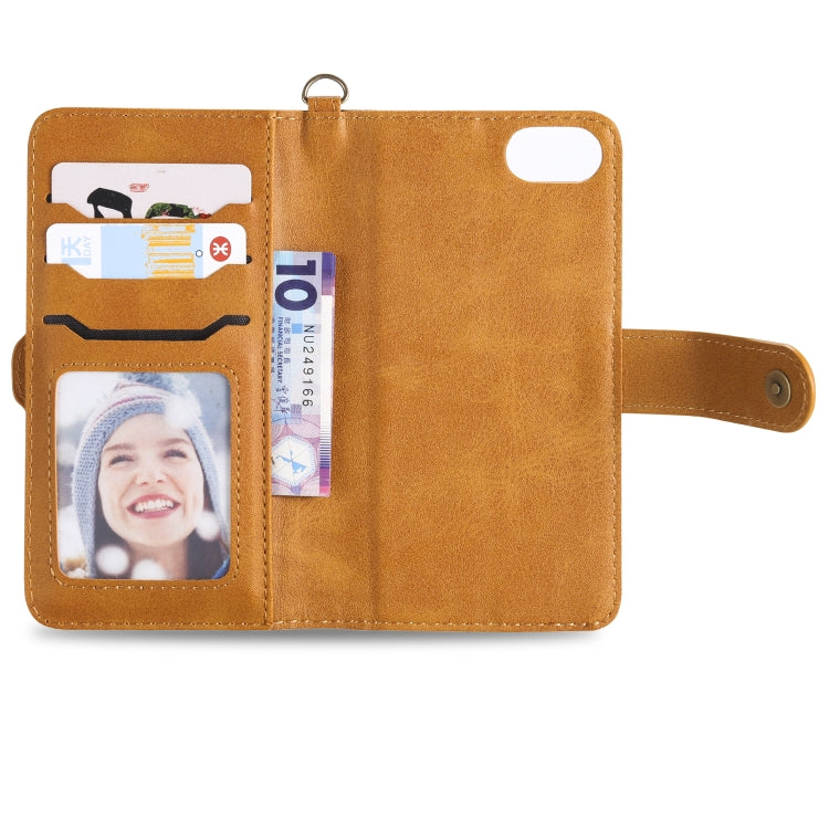 For iPhone 6 / 7 / 8 Multifunctional Detachable Magnetic Horizontal Flip Leather Case with Card Slots & Holder & Wallet & Photo Frame(Brown) - More iPhone Cases by buy2fix | Online Shopping UK | buy2fix