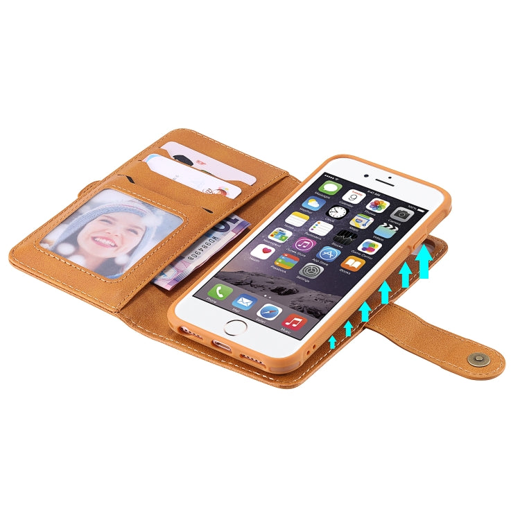 For iPhone 6 / 7 / 8 Multifunctional Detachable Magnetic Horizontal Flip Leather Case with Card Slots & Holder & Wallet & Photo Frame(Brown) - More iPhone Cases by buy2fix | Online Shopping UK | buy2fix