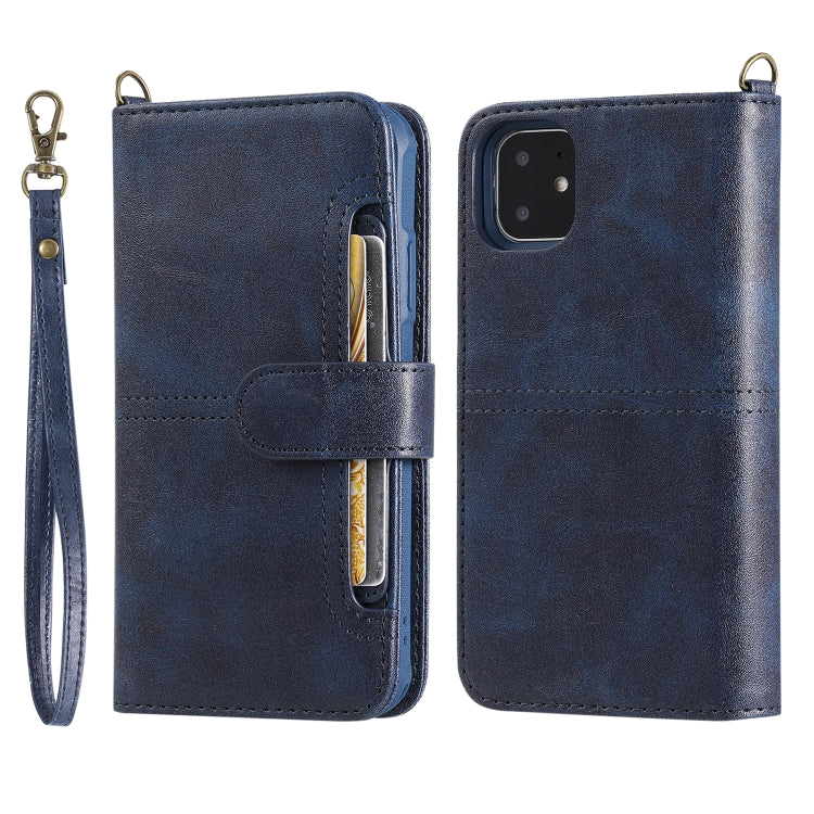 For iPhone 11 Multifunctional Detachable Magnetic Horizontal Flip Leather Case with Card Slots & Holder & Wallet & Photo Frame(Blue) - iPhone 11 Cases by buy2fix | Online Shopping UK | buy2fix