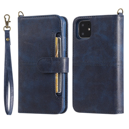 For iPhone 11 Multifunctional Detachable Magnetic Horizontal Flip Leather Case with Card Slots & Holder & Wallet & Photo Frame(Blue) - iPhone 11 Cases by buy2fix | Online Shopping UK | buy2fix