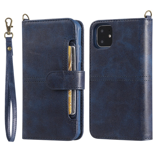 For iPhone 11 Multifunctional Detachable Magnetic Horizontal Flip Leather Case with Card Slots & Holder & Wallet & Photo Frame(Blue) - iPhone 11 Cases by buy2fix | Online Shopping UK | buy2fix