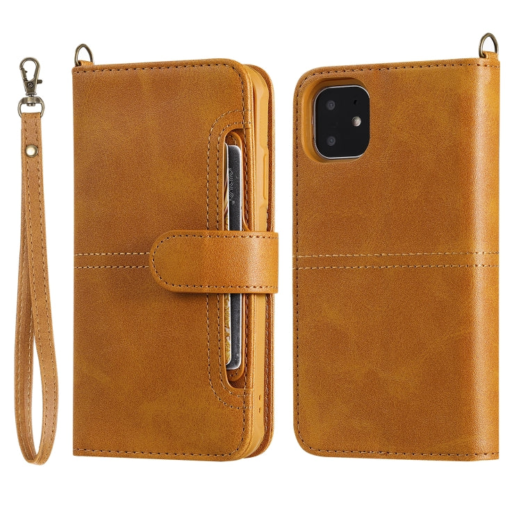 For iPhone 11 Multifunctional Detachable Magnetic Horizontal Flip Leather Case with Card Slots & Holder & Wallet & Photo Frame(Brown) - iPhone 11 Cases by buy2fix | Online Shopping UK | buy2fix