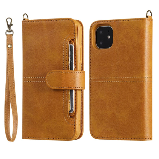 For iPhone 11 Multifunctional Detachable Magnetic Horizontal Flip Leather Case with Card Slots & Holder & Wallet & Photo Frame(Brown) - iPhone 11 Cases by buy2fix | Online Shopping UK | buy2fix