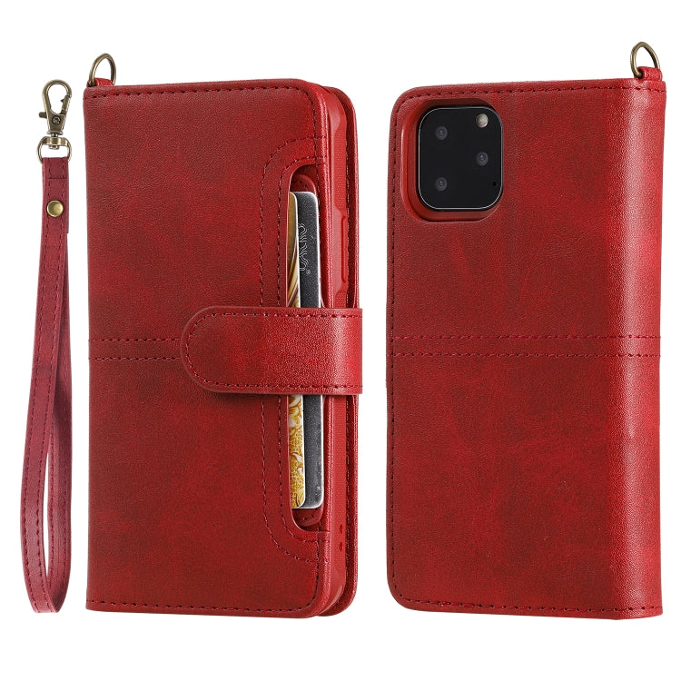 For iPhone 11 Pro Multifunctional Detachable Magnetic Horizontal Flip Leather Case with Card Slots & Holder & Wallet & Photo Frame(Red) - iPhone 11 Pro Cases by buy2fix | Online Shopping UK | buy2fix