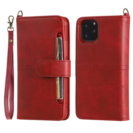 For iPhone 11 Pro Multifunctional Detachable Magnetic Horizontal Flip Leather Case with Card Slots & Holder & Wallet & Photo Frame(Red) - iPhone 11 Pro Cases by buy2fix | Online Shopping UK | buy2fix