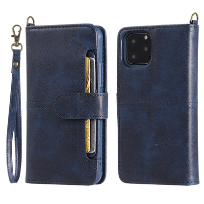 For iPhone 11 Pro Multifunctional Detachable Magnetic Horizontal Flip Leather Case with Card Slots & Holder & Wallet & Photo Frame(Blue) - iPhone 11 Pro Cases by buy2fix | Online Shopping UK | buy2fix