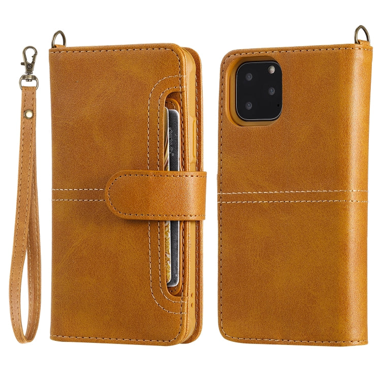 For iPhone 11 Pro Multifunctional Detachable Magnetic Horizontal Flip Leather Case with Card Slots & Holder & Wallet & Photo Frame(Brown) - iPhone 11 Pro Cases by buy2fix | Online Shopping UK | buy2fix