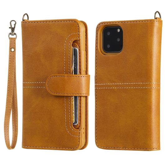 For iPhone 11 Pro Multifunctional Detachable Magnetic Horizontal Flip Leather Case with Card Slots & Holder & Wallet & Photo Frame(Brown) - iPhone 11 Pro Cases by buy2fix | Online Shopping UK | buy2fix