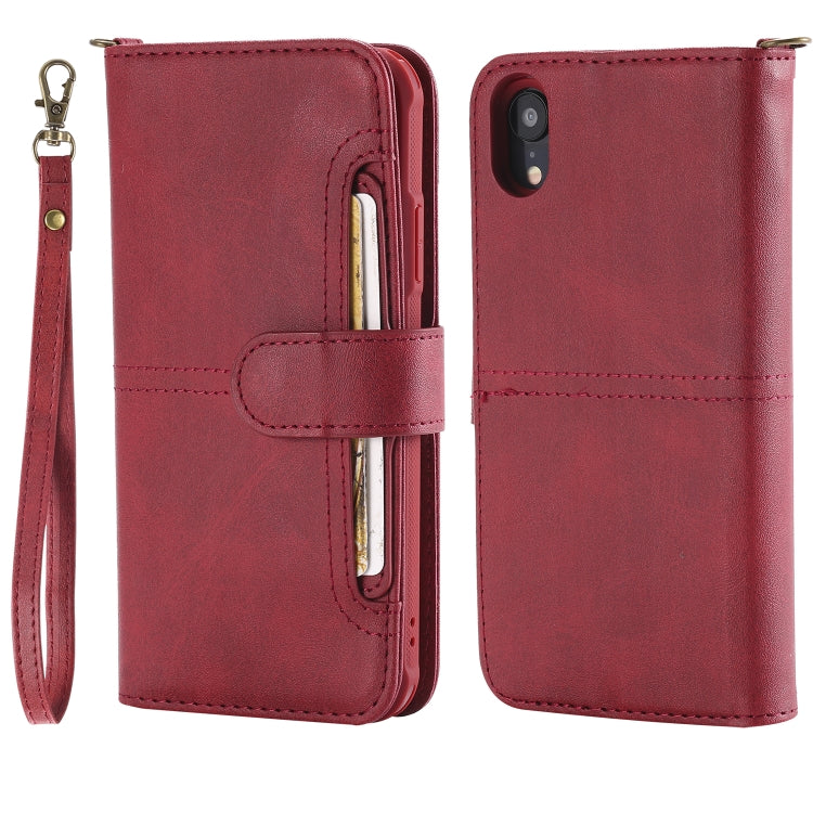 For iPhone XR Multifunctional Detachable Magnetic Horizontal Flip Leather Case with Card Slots & Holder & Wallet & Photo Frame(Red) - More iPhone Cases by buy2fix | Online Shopping UK | buy2fix