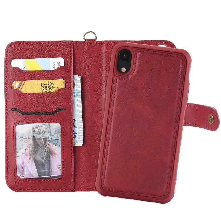 For iPhone XR Multifunctional Detachable Magnetic Horizontal Flip Leather Case with Card Slots & Holder & Wallet & Photo Frame(Red) - More iPhone Cases by buy2fix | Online Shopping UK | buy2fix