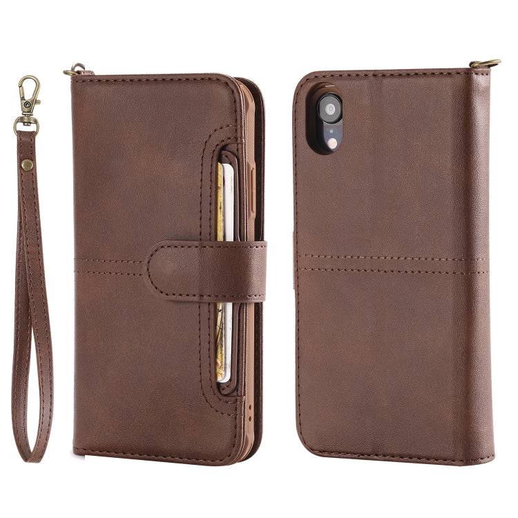 For iPhone XR Multifunctional Detachable Magnetic Horizontal Flip Leather Case with Card Slots & Holder & Wallet & Photo Frame(Coffee) - More iPhone Cases by buy2fix | Online Shopping UK | buy2fix