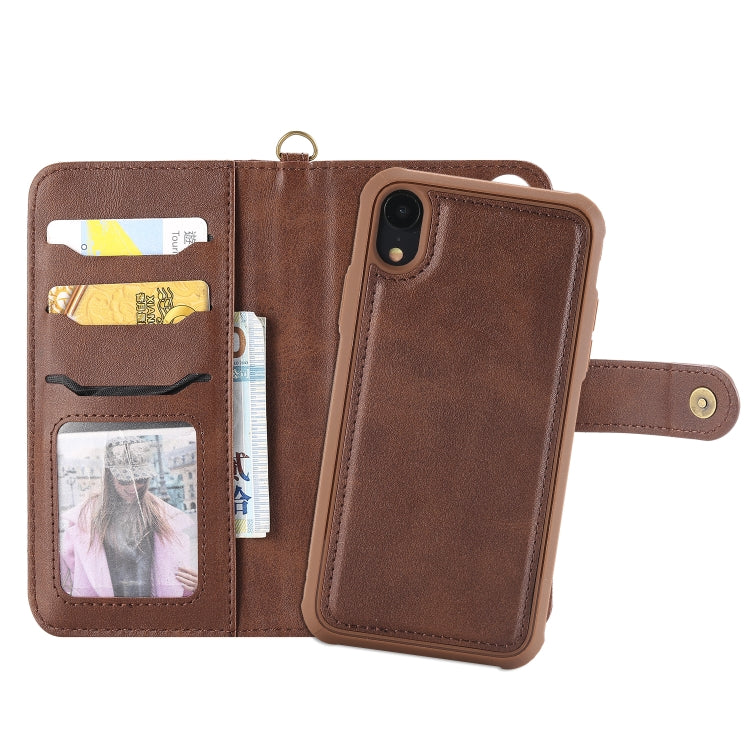 For iPhone XR Multifunctional Detachable Magnetic Horizontal Flip Leather Case with Card Slots & Holder & Wallet & Photo Frame(Coffee) - More iPhone Cases by buy2fix | Online Shopping UK | buy2fix